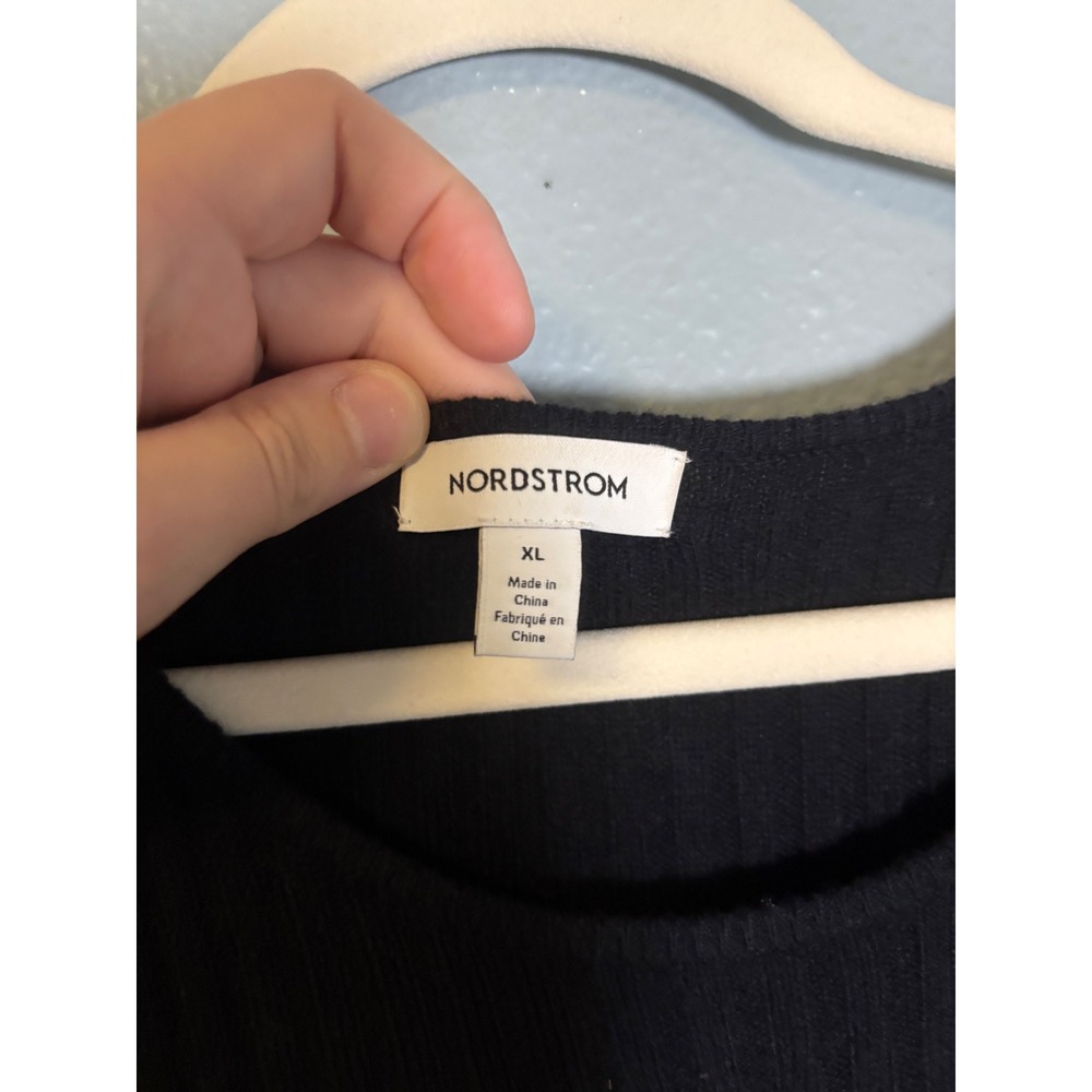 Nordstrom Wool Cashmere Ribbed Maxi Dress Long Sleeve Black XL‎ - Picture 3 of 10
